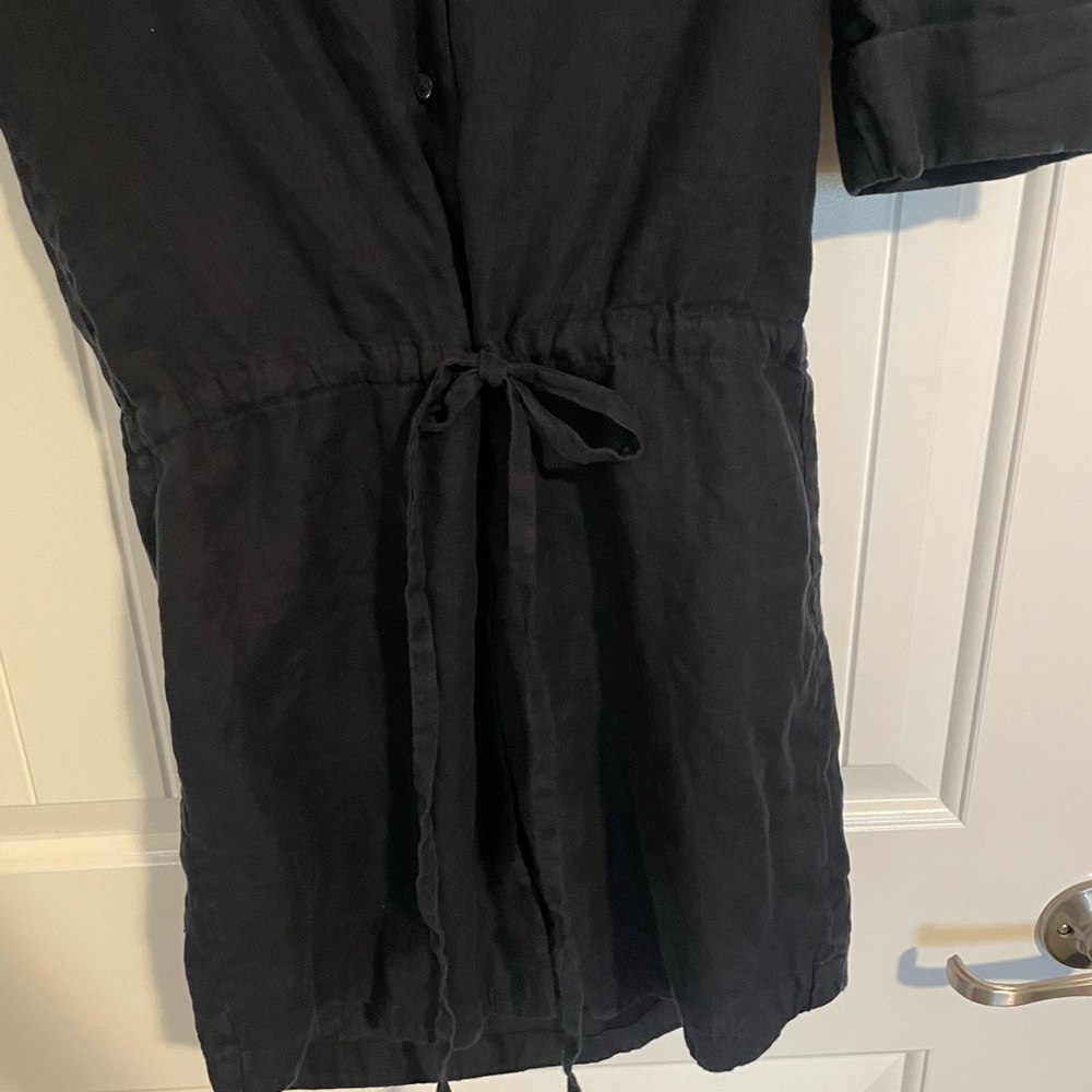 James Perse linen navy shirt dress office siren half button up size 1 Small - Picture 4 of 6